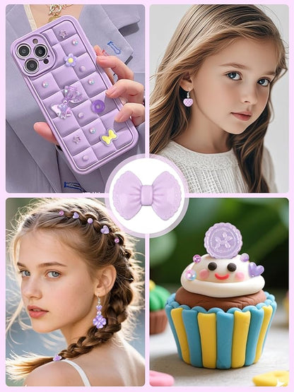 150PCS Acrylic Pastel Beads for Jewelry Making, Kalolary Colorful Bow Butterfly Flower Kawaii Plastic Candy Heart Cute Macaroon Aesthetic Beads for Bracelet Necklace DIY Supplies (Purple)