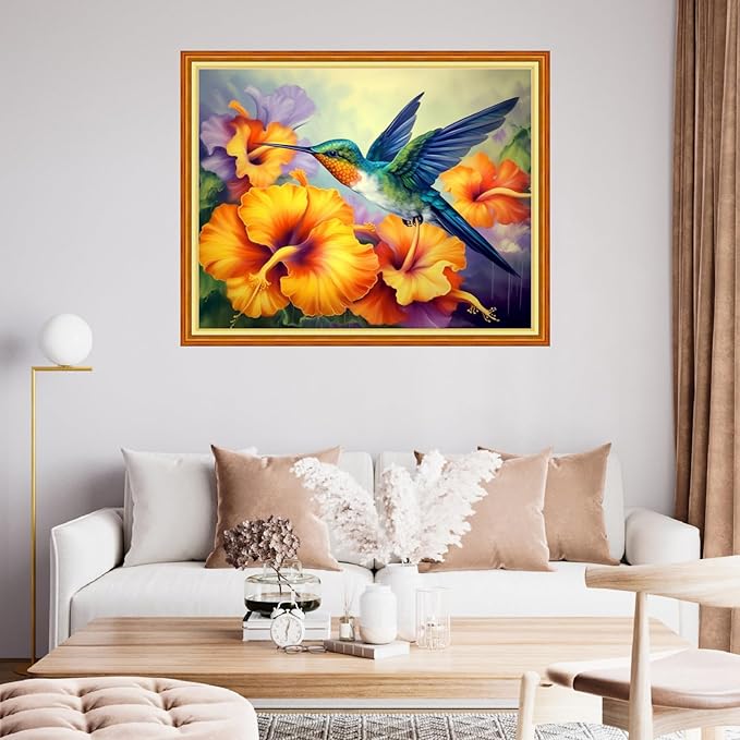Findvoor Stamped Cross Stitch Kits for Beginner Embroidery Kits for Beginners Adults DIY 11CT Cross Stitch Patterns Needlepoint Kits Crossstitching Kits-Hummingbirds 16x20 inch