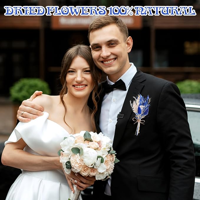 10 Pack Dark Blue Dried Flowers Bouquets Naturl Dried Flowers Decor Dry Wildflowers with Stem Mini Dried Floral Arrangement for Vase Carfts Wedding Table Centerpieces Graduation Party Decor