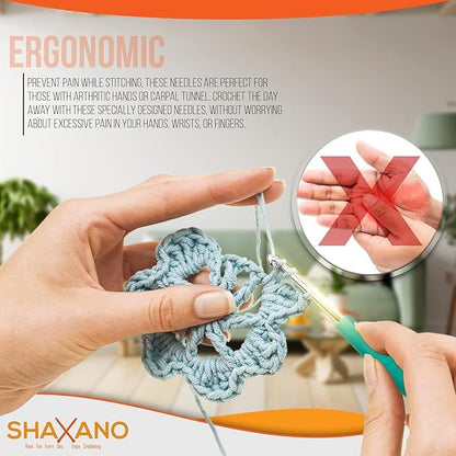 SHAXANO Crochet Hooks Kit with Case, 95-Piece, Ergonomic Crochet Needles Weave Yarn Kits DIY Hand Knitting Art Tools for Beginners and Experienced Crochet Lovers