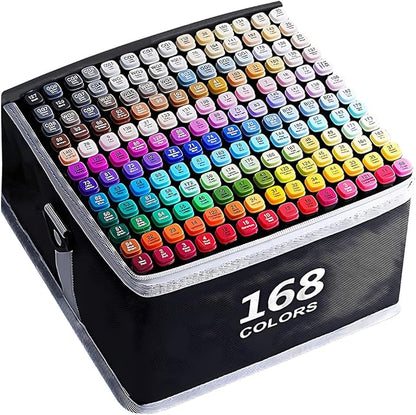 IMAGLINTS Alcohol Markers 168 Colors with Base Drawing Pen Dual Tip Art Markers for Sketch Anime Illustrations