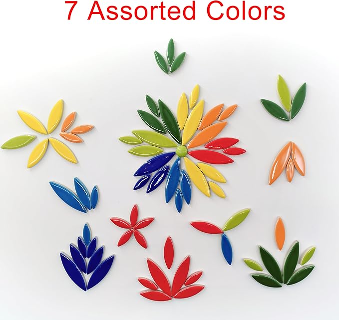 EDFLIFE Glazed Ceramic Mosaic Tiles for Crafts, 1.1lb Leaf Petal Tiles for Mosaic Crafts, Assorted Porcelain Ceramic Tiles for Mosaic Making Kits Art Projects and Outdoor Decorations (Mixed Color)…