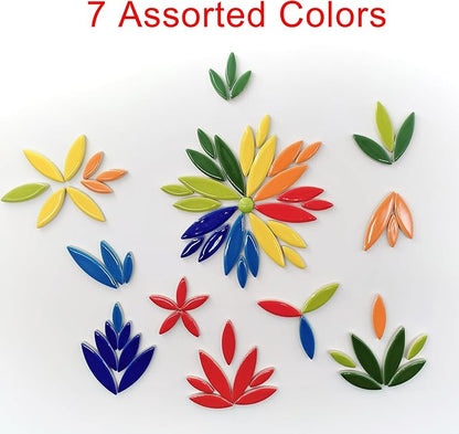 EDFLIFE Glazed Ceramic Mosaic Tiles for Crafts, 1.1lb Leaf Petal Tiles for Mosaic Crafts, Assorted Porcelain Ceramic Tiles for Mosaic Making Kits Art Projects and Outdoor Decorations (Mixed Color)…