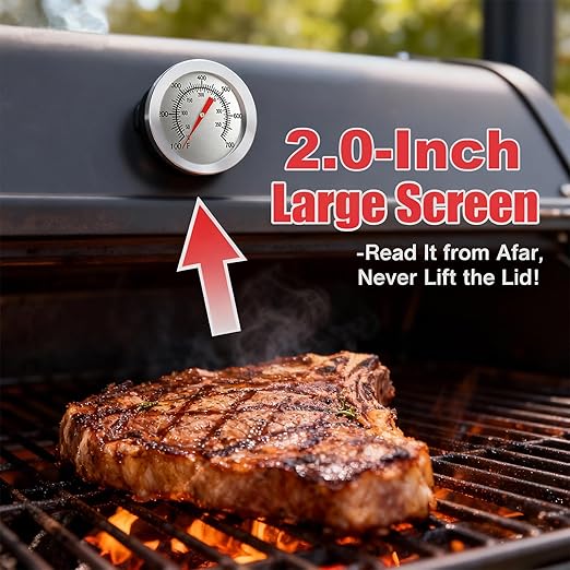 CloudHand 2 inch Grill Thermometer BBQ Thermometer Gauge Smoker Temperature Gauge Grill Pit Replacement Thermometer Stainless Steel Temp Gauge