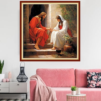 Redxing Stamped Cross Stitch Kits Embroidery kit for Beginners Adults Full Range of Embroidery Patterns Starter Kits DIY Printed Cross Stitch Kits Needlepoint Kits 11CT-Jesus Women's 18x18 inchs