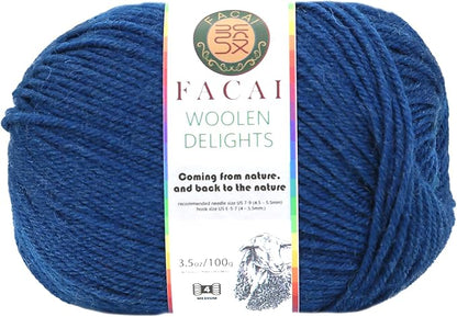 Facai Blend Merino Wool Yarn for Knitting - Worsted Weight,197yds (3.5oz) Ball, Ideal for Sweaters, Scarves, and Accessories (1, Blue)