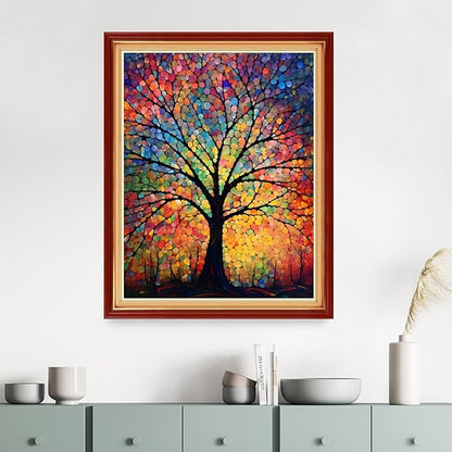Dimensean Stamped Cross Stitch Kits Full Range of Embroidery Patterns Starter Kits for Beginners Adult DIY Cross Stitches Needlepoint Kits 11CT- Noctilucent Tree 16x20 inch