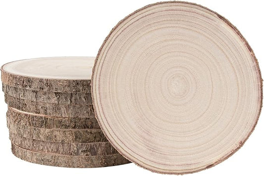 Maputune 8 Pcs 6-7 in Large Unfinished Wood Slices for Centerpieces, Natural Rustic Wooden Plate for DIY Craft, Round Wood Chips for Signage Painting Wedding Party Christmas Decor