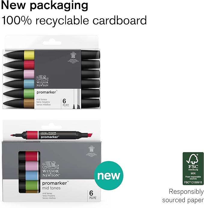 Winsor & Newton ProMarker Set, 6 Count, Green Tones