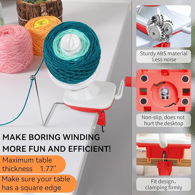 SPEENSUN Yarn Spinner, 3.5 OZ Easy-to-Install and Efficiently Yarn Cake Winder with Lower Noise, Robust ABS Material Ball Winder for Yarns Below Size 5, Best for Crochet and Knitting Lover