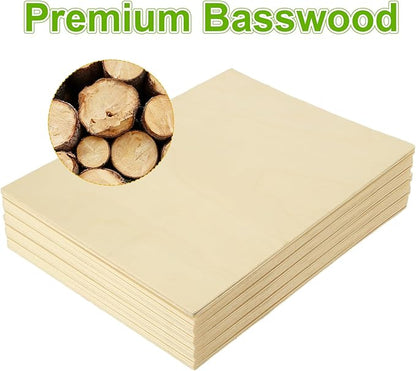 12 Pack 3mm Basswood Sheets 12 x 16 x 1/8 Inch,Plywood Sheets for Crafts, 1/8" Unfinished Plywood Wood for Laser Cutting, Engraving, DIY Crafts, Wood Burning, Painting, Model Carving
