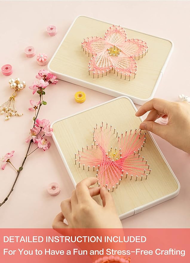 BAZIMA DIY String Art Kit for Beginner, DIY Sakura Craft Kit,Unique Gift,Craft Kit for Holidays