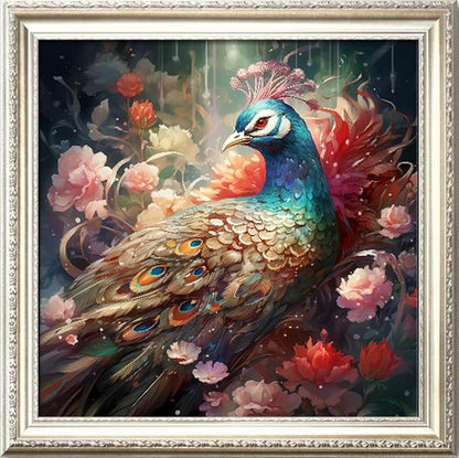 Leczany Cross Stitch Stamped Kit for Adults - Beautiful Peacock | DIY Embroidery Starter Patterns Craft Kit Needlepoint for Beginner | 11CT, 3 Strands | 19.7x19.7 inches