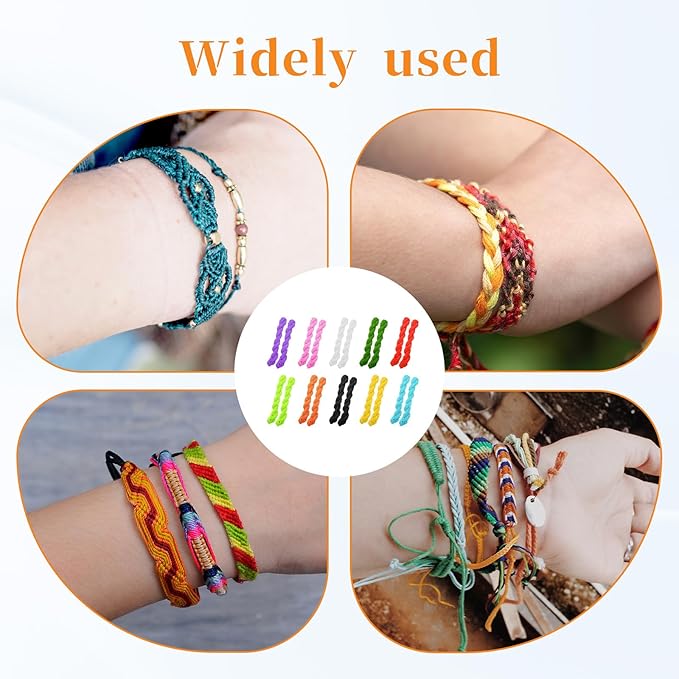 Xthrotsenk 23 PCS Bracelet Maker Making Kit, 1 Pcs Adjustable Wood Bracelet Jig with Scale, 20 Roll Thick 1.5mm DIY Nylon String and 2 Clamps, Wooden Bracelets Jig Kit for Braiding Bracelets