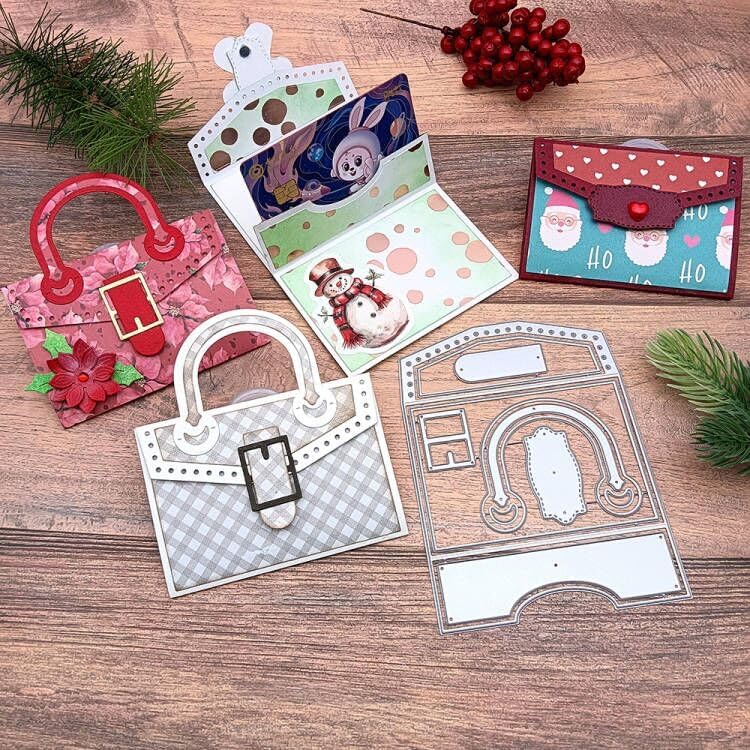 AlinaCraft 1set Card Bag Metal Cutting Die Cut for Handmade Gift Cards Holder Gift Wrap Money Packing Paper Craft Scrapbooking for DIY Holiday Gifts Friends Family Kids Present - Image 6