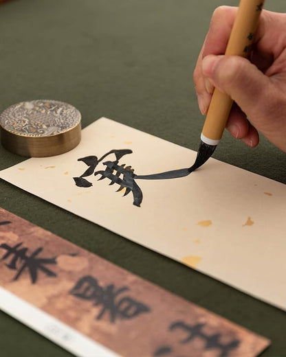 Professional Chinese calligraphy brush, Weasel tail hair Wolf Hair Lang Hao Sumi-e Brush for Zhi Yong's Thousand Character Classic, liquid Ink Brush for Running script Kanji Art, Zhi Yong Qian Wen 1pc