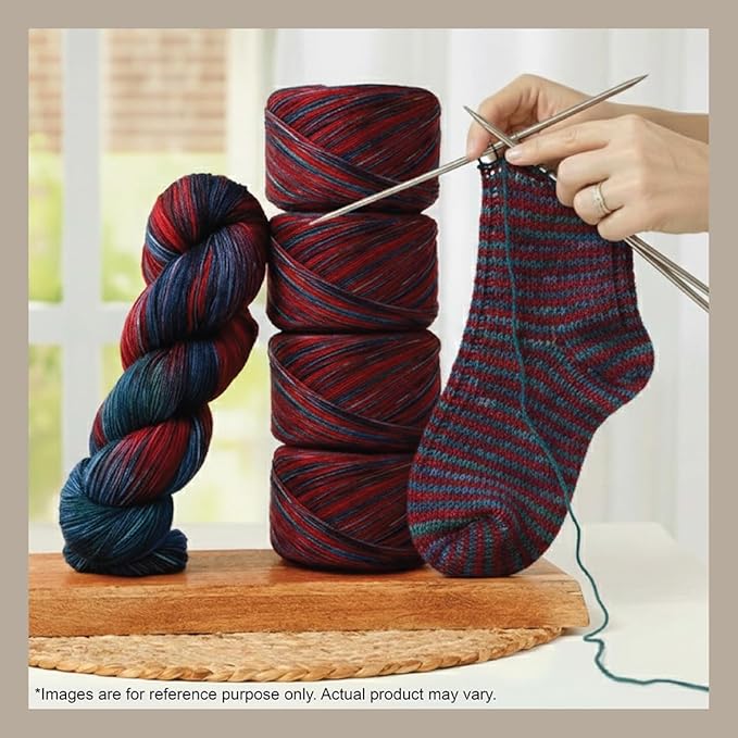 KnitPro Symfonie Hand Dyed Yarn | Extra Fine Merino Wool & Polyamide Blend for Knitting & Crocheting, Fingering Weight, Oeko-TEX Certified 400m, 100g Skein | Terra Variegated Twilight Flame