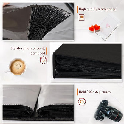 Popotop Photo Album 4x6 100 Pockets for Wedding Gifts,Linen Hardcover Picture Albums for Family Anniversary Baby Vacation Pictures