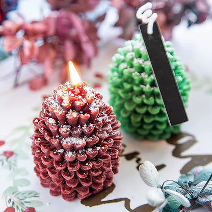 2PCS Pine Cone Silicone Candle Mold, 3D Christmas Pinecone Shape Resin Candle Mold, Ornament Mold for Candle Soap Wax Epoxy Resin Casting Polymer Clay Fondant Chocolate Cake Gift Home Decor