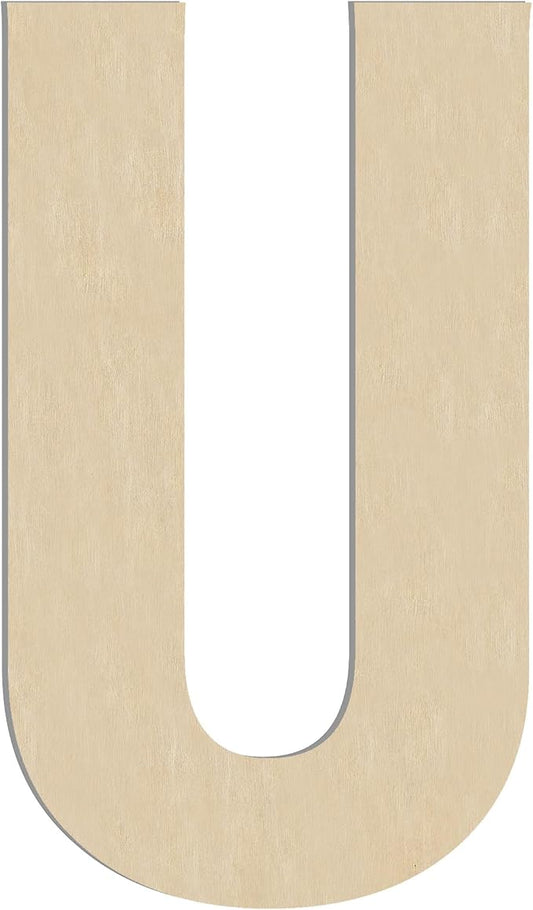 HILAZA 17 Inch Large Wooden Letter U, 1/4 in Thick Big Wood Letter for Wall Decor Crafts