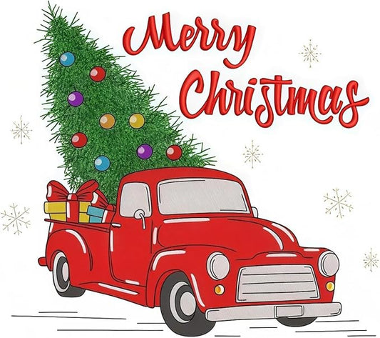 HKLIOPU Cross Stitch Kits Christmas Tree on a Truck 11CT Stamped Patterns Easy Cross Stitching Embroidery Needlework Kit Supplies Home Decor Sewing Craft for Beginners 12x16 inch