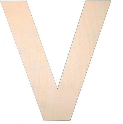 12 Inch Wooden Letter V, 1/4 Inch Thick Large Unfinished Wood Letter for DIY Crafts Home Wall Decor