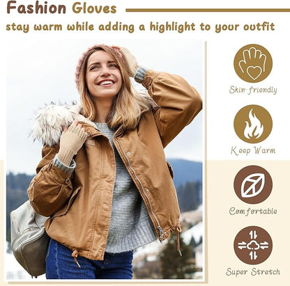 GliCraft Knitting Kit for Beginners Learn to Knit Kit for Adults Gloves Starter Bundle with Step-by-Step Instructions Includes Wool Yarn, Needles & Accessories(Beige)
