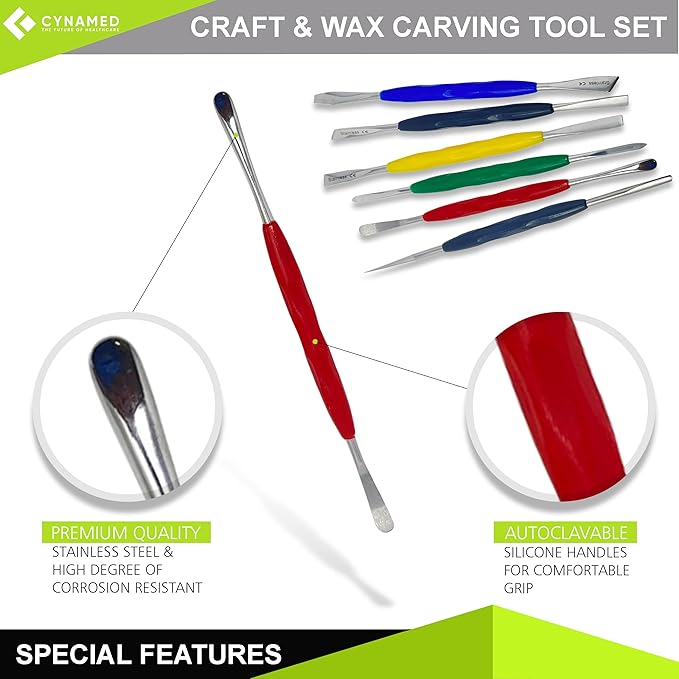 CYNAMED Stainless Steel Spatula Wax & Clay Sculpting Tool Carver Set (6PK)