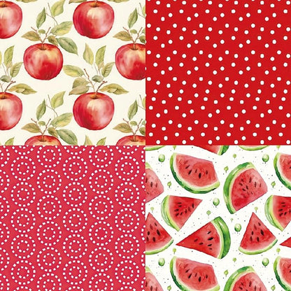 DESEACO 6x6 Berries & Blossoms Scrapbook Paper Pad | 24 Sheets (12 Designs) 160gsm Acid Free Cardstock | Strawberry, Cherry, Raspberry & Watermelon Patterns for Summer Crafts & Card Making