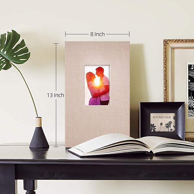 potricher Photo Album for 4x6 300 Photos Linen Cover Photo Book for Family Wedding Anniversary Baby (Beige, 300 Pockets)