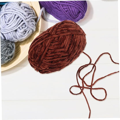 Hand-Knitting Wool Yarn for Crafts DIY Projects Soft Skin-Friendly Medium Thickness Crochet and Knitting Wool Yarn Bundle for Beginners and Home Sewing Coffee