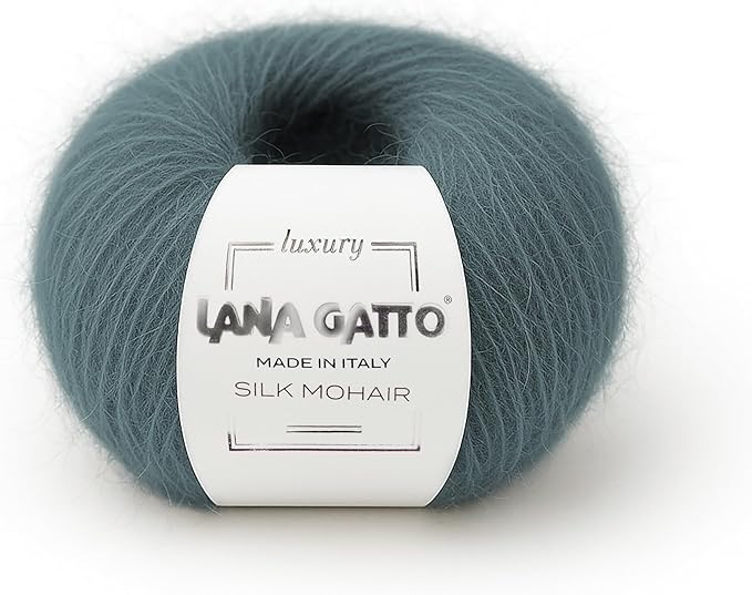 Silk Mohair Luxury Yarns, Premium and Soft Blend for Knitting, Made in Italy (Green - 30486, 2)