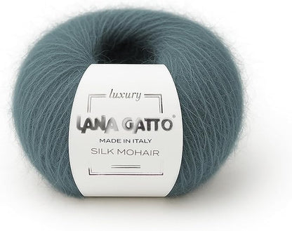 Silk Mohair Luxury Yarns, Premium and Soft Blend for Knitting, Made in Italy (Green - 30486, 2)