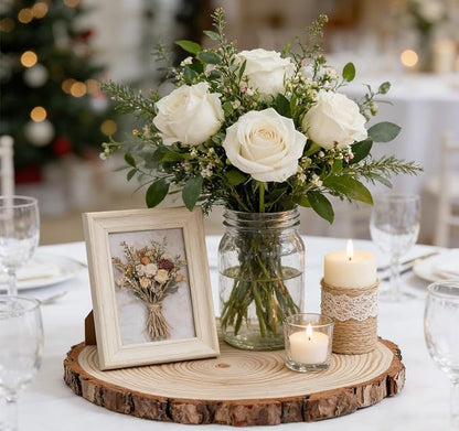 8 pcs 9-10 inches Rustic Natural Wood Slices for Centerpieces, Unfinished Wood Rounds for Tables Decor Wedding Decor Party, Christmas Ornaments