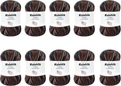 500g(10x50g) Acrylic Yarn for Crocheting and Knitting, Colorful Gradient Yarn Thread, 10 Rolls Skeins, Multicolor Hilo Acrílico, Perfect for DIY Crafts Project
