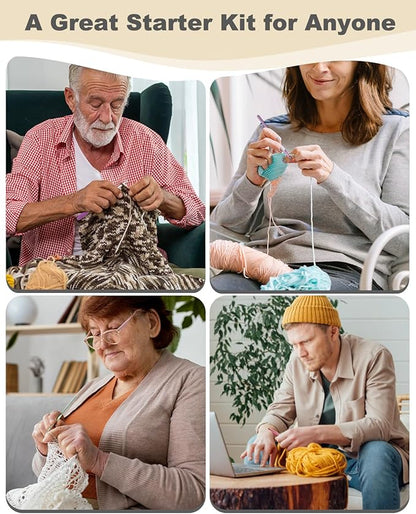 Aeelike Crochet Kit for Beginners Young and Old, First Crochet Kit for Adults Include 23pcs Crochet Hooks, 655 Yards Yarn Set for Crocheting, Instruction, Bag, Crochet Accessories and Supplies, Black