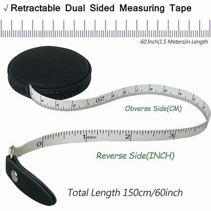 Tape Measure for Body Measuring Medical Body Cloth Tailor Craft Dieting Measuring Tape, 60 Inch/1.5 M Dual Sided Measuring Tape for Body Fabric Sewing（2 Pieces，Black）
