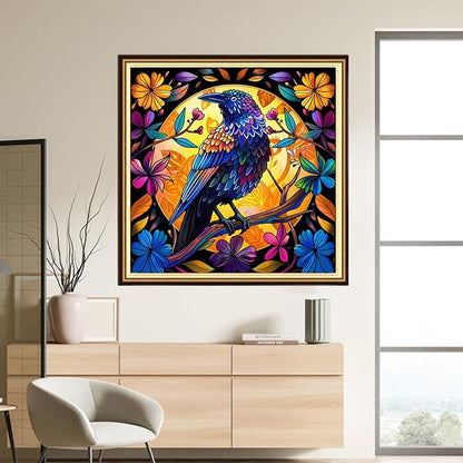 DMCVIVR Stamped Cross Stitch Kits for Adults Beginners Embroidery Kits 11CT Needlepoint Kits Cross Stitch Patterns Embroidery Patterns- Moonlight Night Birds Flowers 18x18 inch
