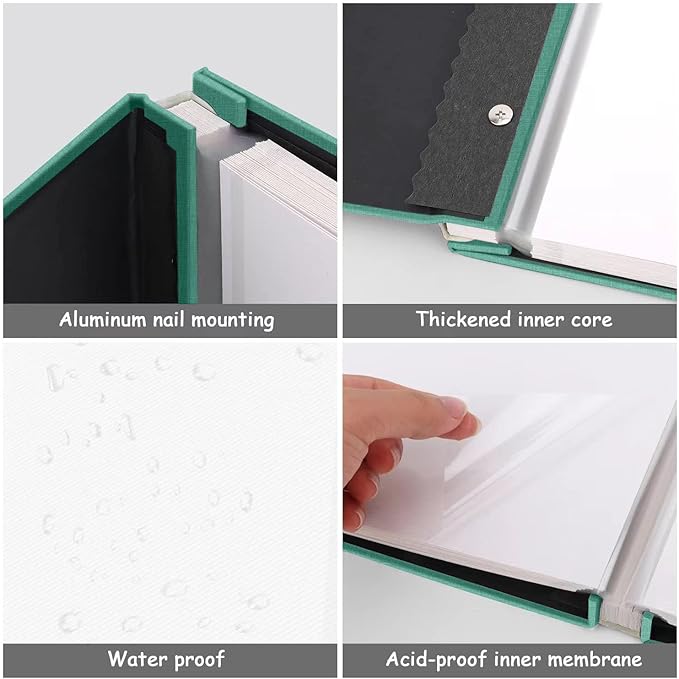 Zesthouse Photo Album Self Adhesive Pages, 60 Pages Magnetic Scrapbook Albums with Sticky Page, Photos Album Holds 8x10 & 5X7 & 4x6 & 6x8 & 3x5, Large Picture Book Ideal Gift for Family Wedding Baby