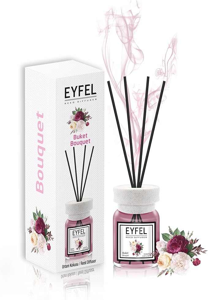 EYFEL Reed Diffusers for Home – Bouquet Reed Diffuser Set 4.05 fl oz Oil Diffuser Sticks, Bathroom Diffuser, Home Fragrances, Scented Sticks, Home Décor