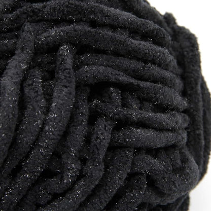 NICEEC 3 Skeins Sparkling Chenille Yarn Soft Blanket Yarn for Crochet & Knitting, Total 165yds/10.6oz - Black
