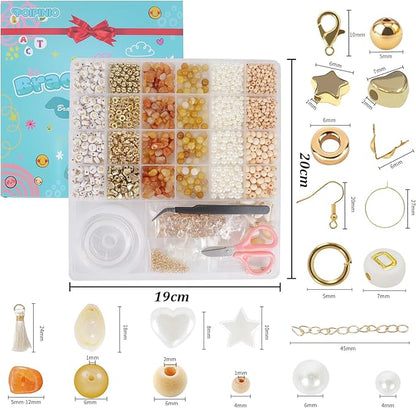 TOIPINIO Bracelet Making Kit Jewelry Making Supplies Kit Natural Stone Beads for Irregular Natural Stone with for DIY Craft-1736 PCS Friendship Bracelet/Necklace/Earrings for Adults (Yellow Jade)