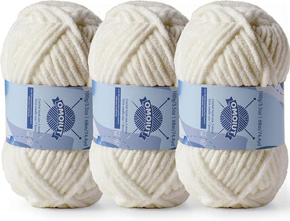Chunky Chenille Yarn for Crocheting，Baby Yarn for Crocheting Soft Blankets，Bulky Yarns for Crochet Amigurumi，3×100g (3×74.3yds) Fluffy Velvet Yarns for Hand Knitting (3 Light Khaki)