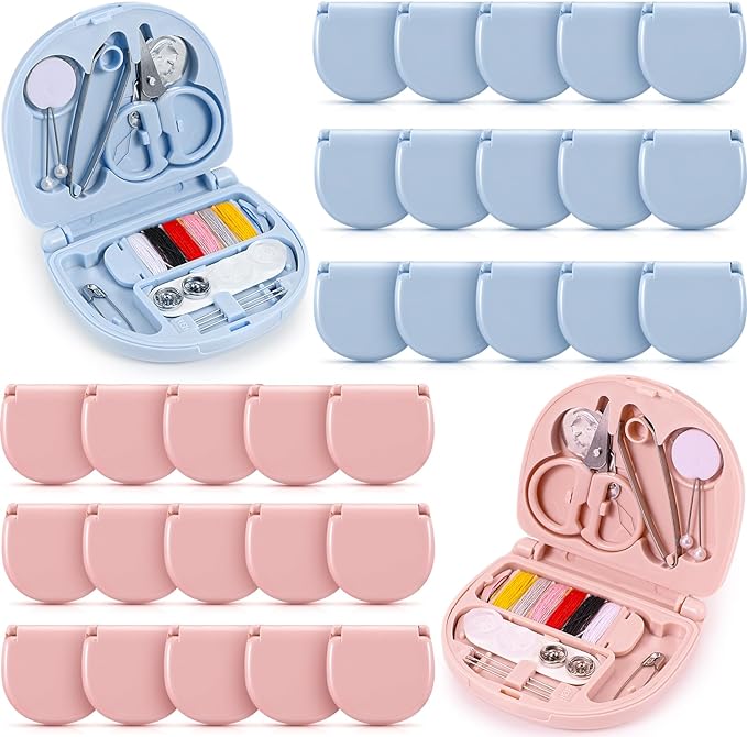 Yuxung 80 Pieces Mini Travel Sewing Kit Basic Portable Emergency Sewing Repair Kit in Bulk with Threads Scissors Needles for Beginner Traveler Hotel Charity Homeless