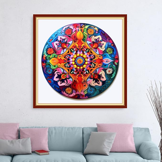 Dimensean Stamped Cross Stitch Kits Full Range of Embroidery Patterns Starter Kits for Beginners Adult DIY Cross Stitches Needlepoint Kits 11CT-Magic Mandala 18x18 inch