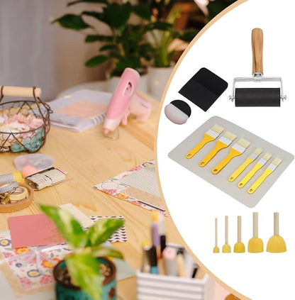 15 Pcs Essential Decoupage Tool Set, Decoupage Tool Set for Beginners, Professional Paper Craft Kit, Decoupage Starter Kit for DIY Arts and Crafts Projects, Decoupage Supplies