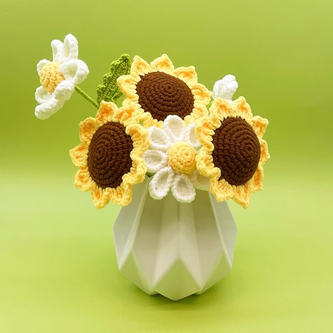 Lily's Lyric Flower Crochet Kit | Sunflower & Daisy Flower | Step-by-Step Video Tutorial for Adults Teenagers | DIY Home Decoration Craft Table Centerpiece