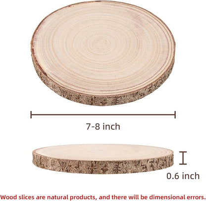 Maputune 8 Pcs 7-8 in Large Unfinished Wood Slices for Centerpieces, Natural Rustic Wooden Plate for DIY Craft, Round Wood Chips for Signage Painting Wedding Party Christmas Decor