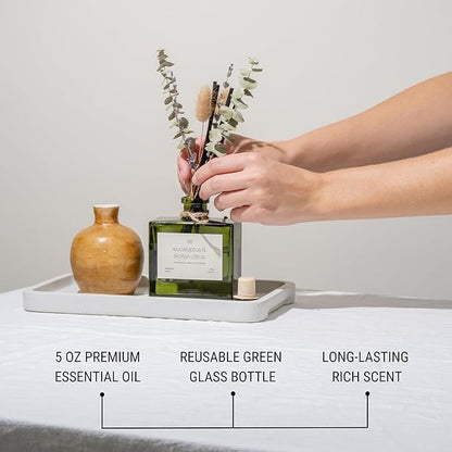 Craft & Kin Reed Diffuser with Dried Flowers | 5 oz Sicilian Citrus & Eucalyptus Scented Fall Reed Diffusers for Home, Bathroom | Scent Sticks | Elegant Fragrance Home Decor for Men & Women