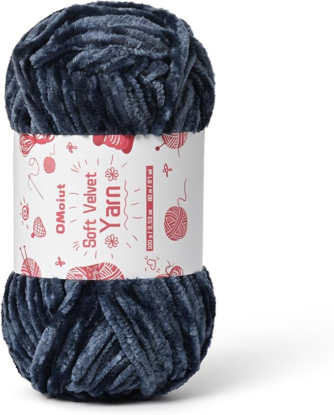 100g Fluffy Velvet Chenille Yarn for Crocheting and Knitting, 80m (87.5yd) Baby Yarn for Crocheting Soft, Crochet Chunky Yarns Amigurumi Yarns (Navy Blue)
